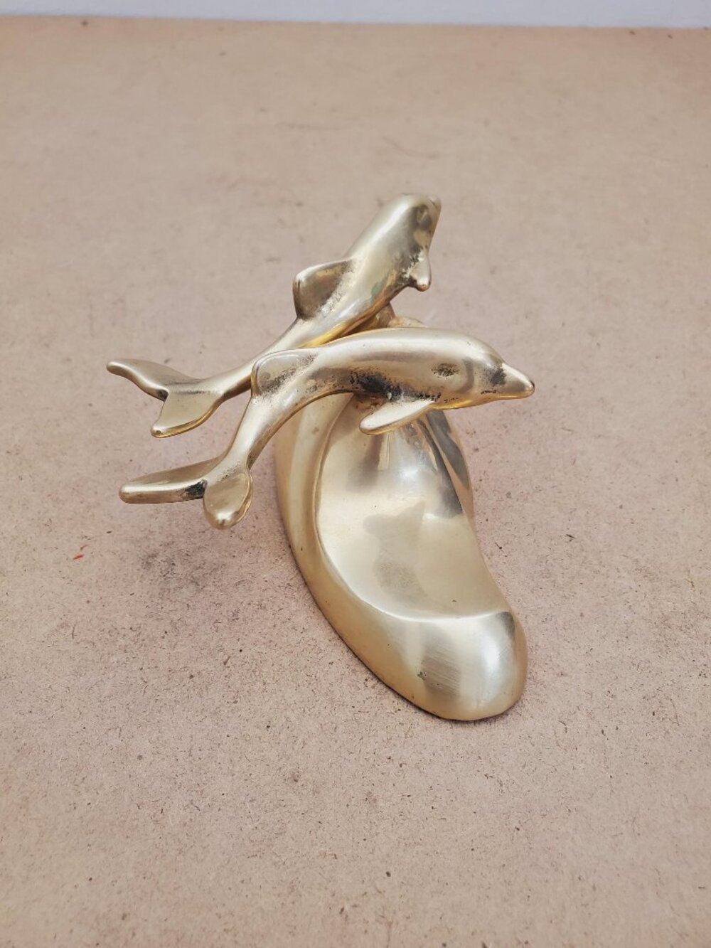 Brass Pair of Dolphins/Vintage Brass Dolphin Statue/Vintage Brass Porpoises